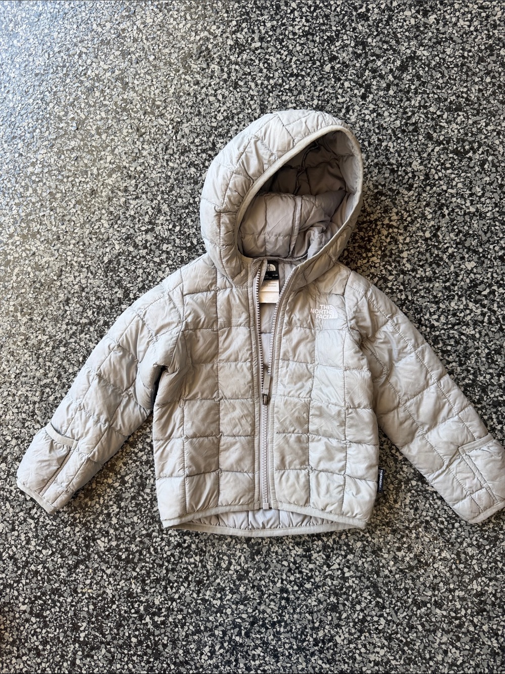 The North Face Hooded Quilted Jacket in Light Gray